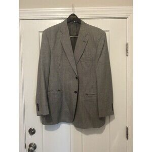 Stafford Men's Blazer Sport Coat Size 46L 100% Wool Black Beige Tweed  3-Button